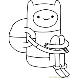 Finn Sitting Free Coloring Page for Kids