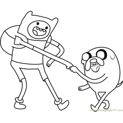 Finn and Jake Free Coloring Page for Kids