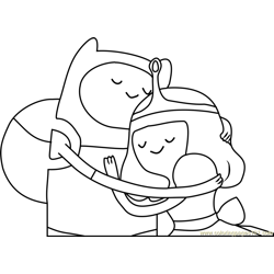 Finn and Princess Bubblegum Free Coloring Page for Kids