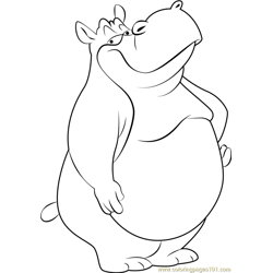 Flavio Hippo Free Coloring Page for Kids
