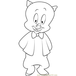 Porky Pig Free Coloring Page for Kids