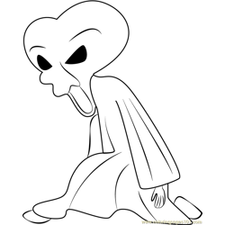 Space Probed alien Free Coloring Page for Kids