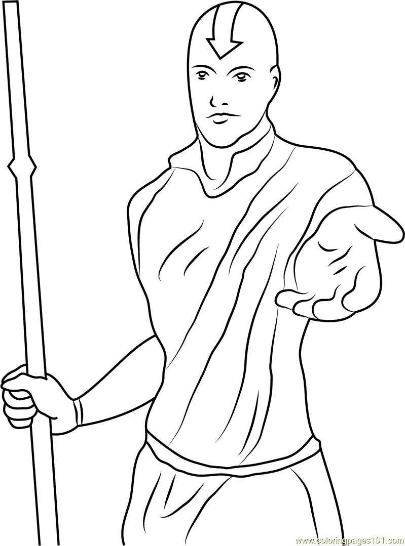 Standing Aang Coloring Page for Kids   Free Avatar The Last Airbender ...