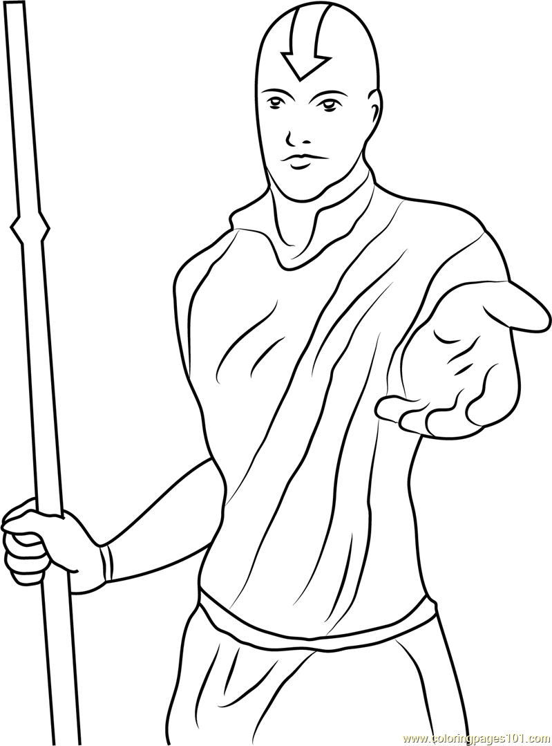 Standing Aang Coloring Page for Kids - Free Avatar: The Last Airbender