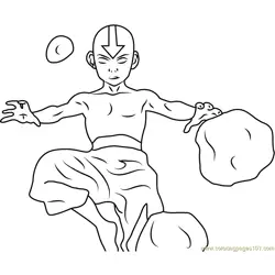 Aang Airbending Free Coloring Page for Kids