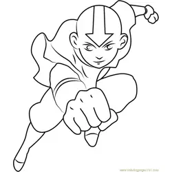 Aang Jumping Free Coloring Page for Kids