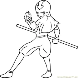 Aang Looking Back Free Coloring Page for Kids