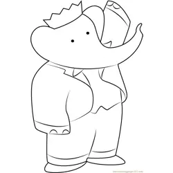 Babar the Elephant Free Coloring Page for Kids