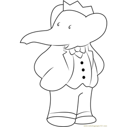 King Babar Free Coloring Page for Kids