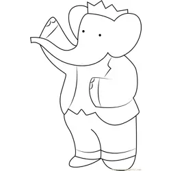 King Babar say Hii Free Coloring Page for Kids