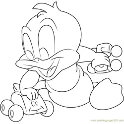Baby Daffy Duck playing with Cars