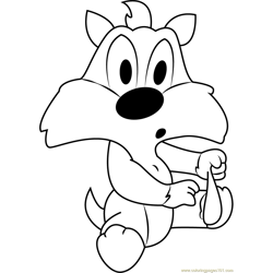Baby Sylvester Free Coloring Page for Kids