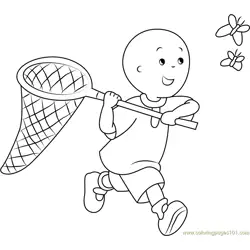 Caillou Catching a Butterfly Free Coloring Page for Kids