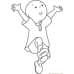 Caillou Jumping Free Coloring Page for Kids