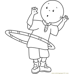 Caillou Playing with Ring Free Coloring Page for Kids
