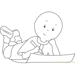 Caillou doing Homework Free Coloring Page for Kids