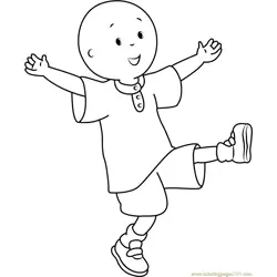 Caillou having Fun Free Coloring Page for Kids