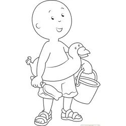 Caillou on Beach Free Coloring Page for Kids