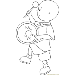 Caillou playing Drums Free Coloring Page for Kids