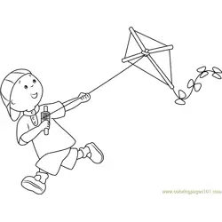 Caillou with Kite Free Coloring Page for Kids