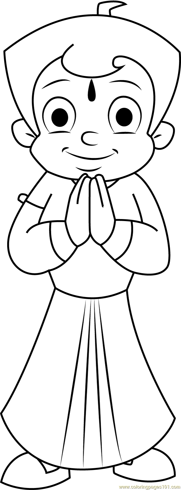 Namaste Coloring Page for Kids - Free Chota Bheem Printable Coloring