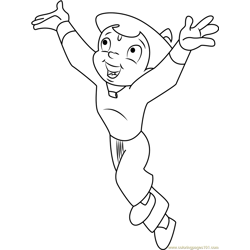 Chhota Bheem Jumping Free Coloring Page for Kids