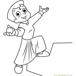 Chhota Bheem having Laddu Free Coloring Page for Kids
