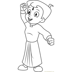 Chota Bheem After Winning Free Coloring Page for Kids