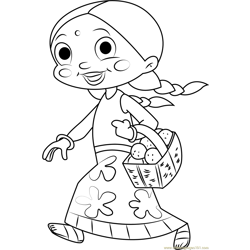 Chutki coming with Laddus Free Coloring Page for Kids