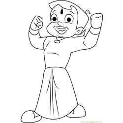 Happy Chota Bheem Free Coloring Page for Kids