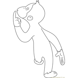 Curious George Looking Up Free Coloring Page for Kids