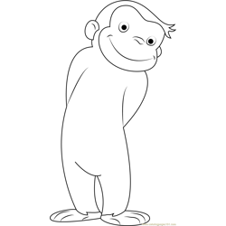 Curious George Smiling Free Coloring Page for Kids