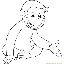 Happy Curious George Free Coloring Page for Kids
