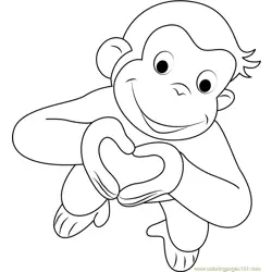 Valentines Day Curious George Free Coloring Page for Kids