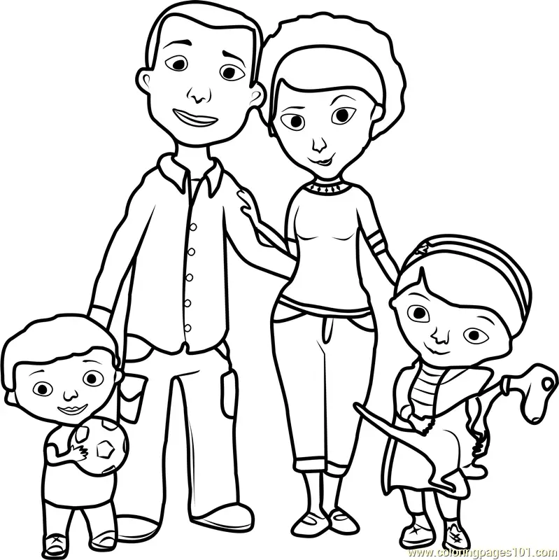 Doc McStuffins Family Coloring Page for Kids - Free Doc McStuffins