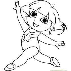 Dora at Gym Free Coloring Page for Kids