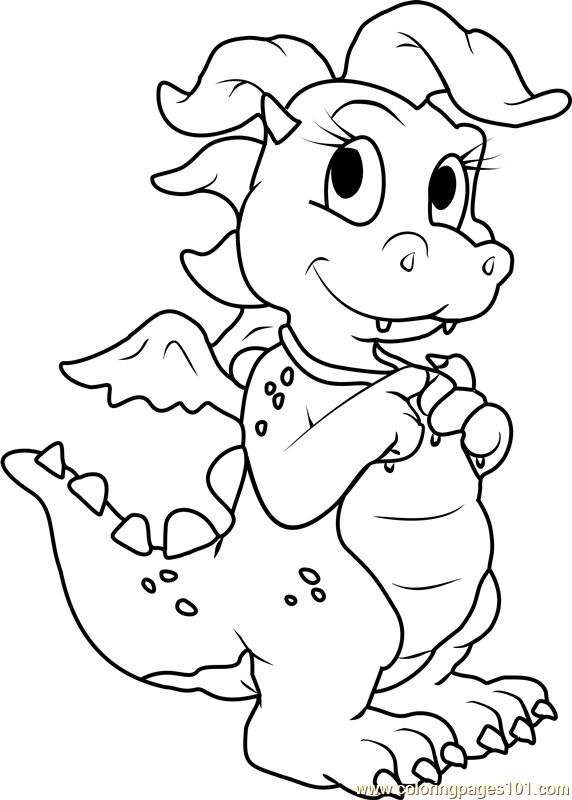 Dragon Tales Cassie Pink Dragon Coloring Page for Kids - Free Dragon