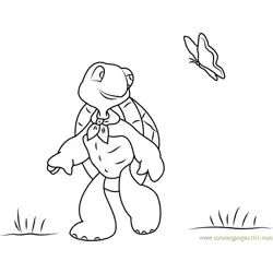 Franklin Playing with Butterfly Free Coloring Page for Kids