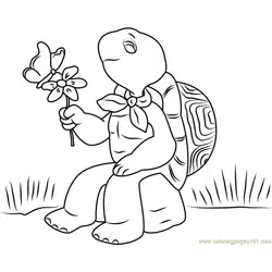 Franklin with Flower and Butterfly Free Coloring Page for Kids