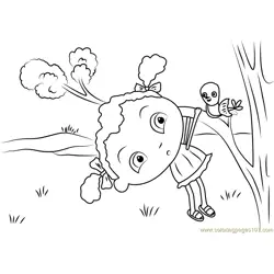 Franny's Play with Birds Free Coloring Page for Kids