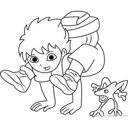 Diego Marquez with Frog Free Coloring Page for Kids