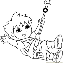 Diego having Fun Free Coloring Page for Kids