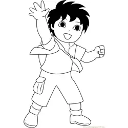 Diego say Hi Free Coloring Page for Kids