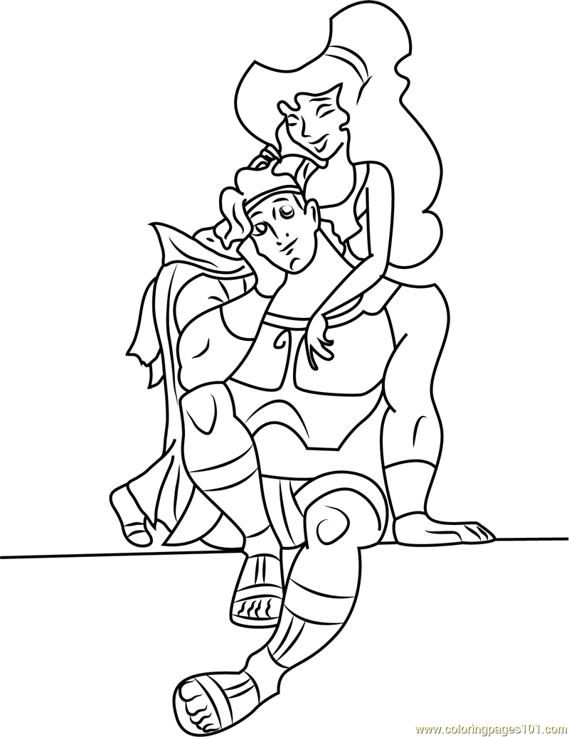 Disney Couples Hercules and Megara Coloring Page for Kids   Free ...