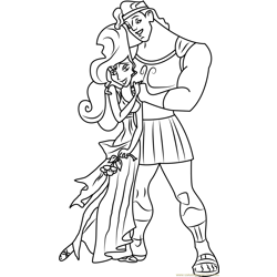 Hercules Hugs Megara Free Coloring Page for Kids
