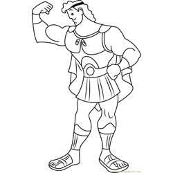 Hercules Showing his Arms Free Coloring Page for Kids