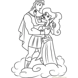 Hercules and Megara are in Love Free Coloring Page for Kids