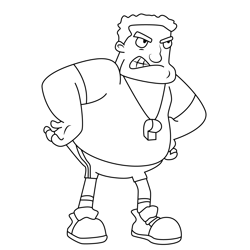 Coach Wittenberg Hey Arnold! Free Coloring Page for Kids