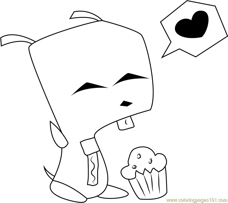Invader Zim With Cupcakes Coloring Page For Kids Free Invader Zim Printable Coloring Pages Online For Kids Coloringpages101 Com Coloring Pages For Kids