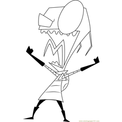 Shouting Invader Zim Free Coloring Page for Kids